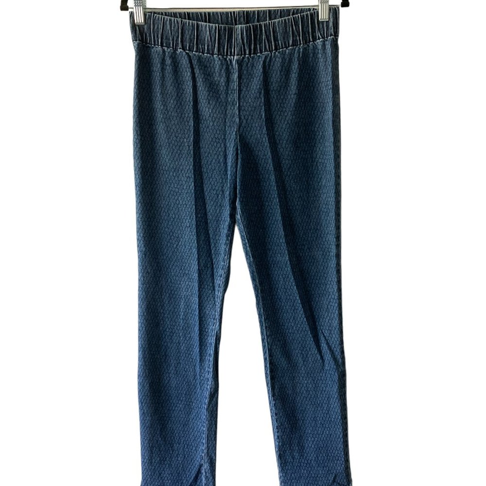 Soft Surroundings Denim Pull on Fence Print Size M Metro Pants